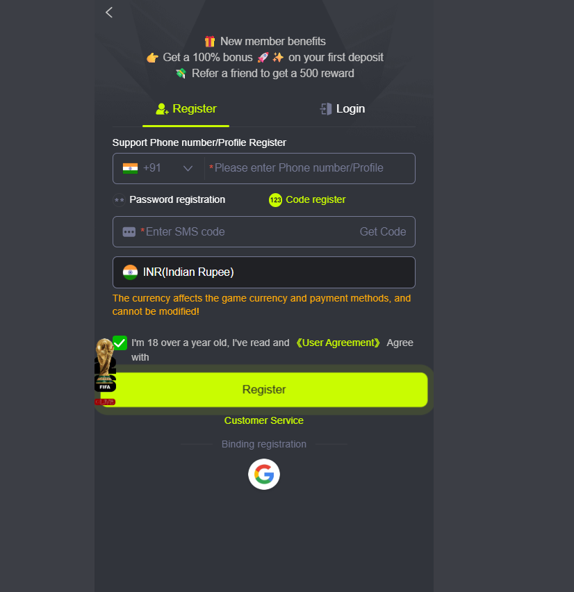 8JJBET invitation bonus ₹500 dashboard