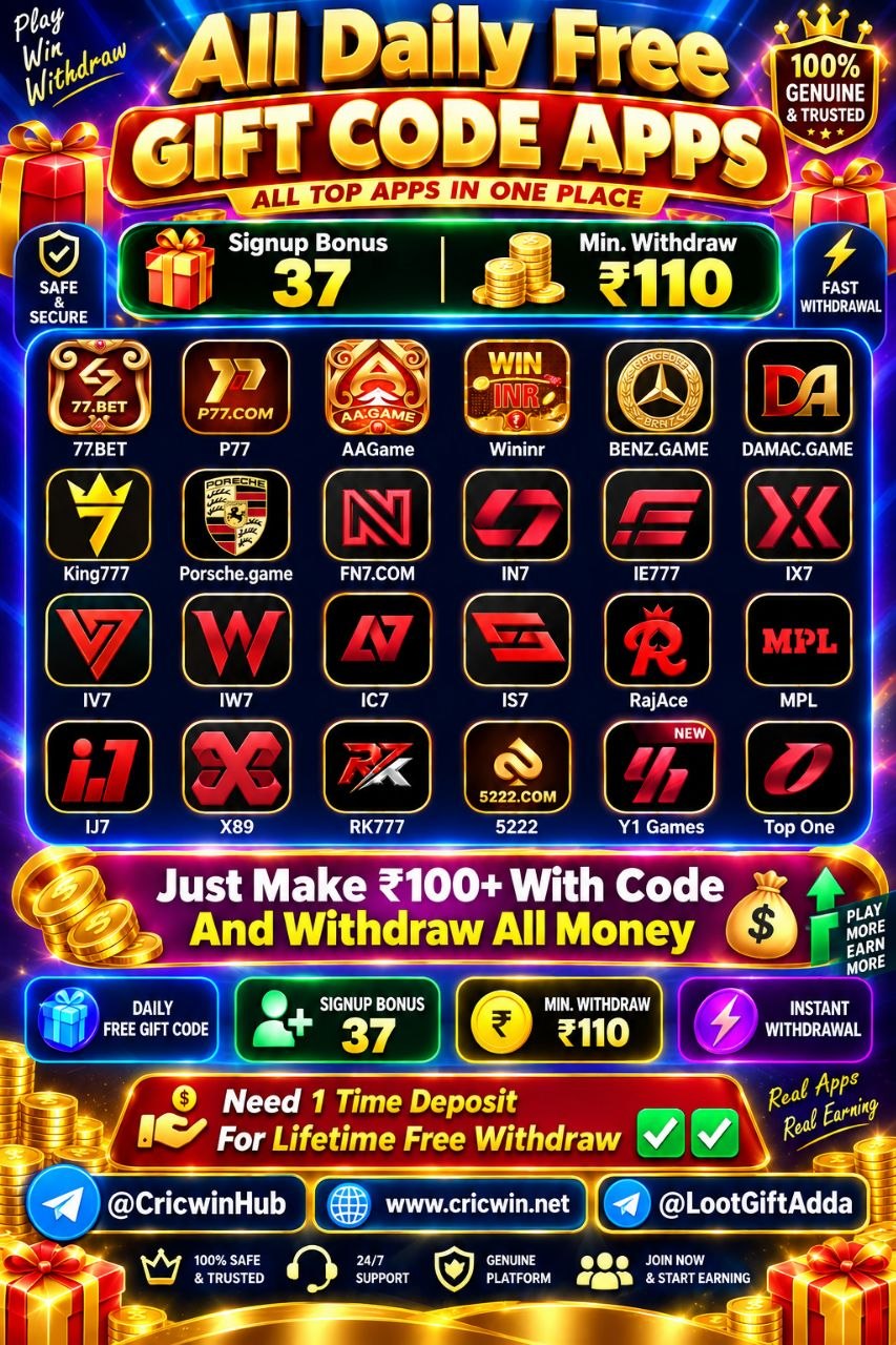 All Daily Free Gift Code Apps - Latest Earning Apps and Bonus Updates