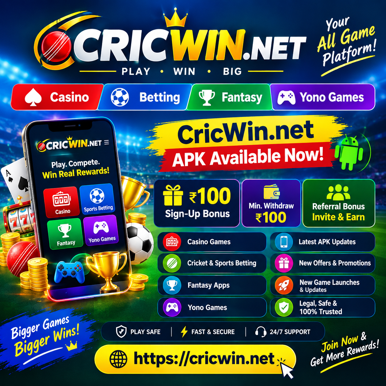 🎰 Casino | ⚽ Betting | 🏆 Fantasy | 🎮 Yono Games